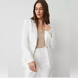 Ann Taylor The One-Button Blazer in Linen Blend White size 10 petite